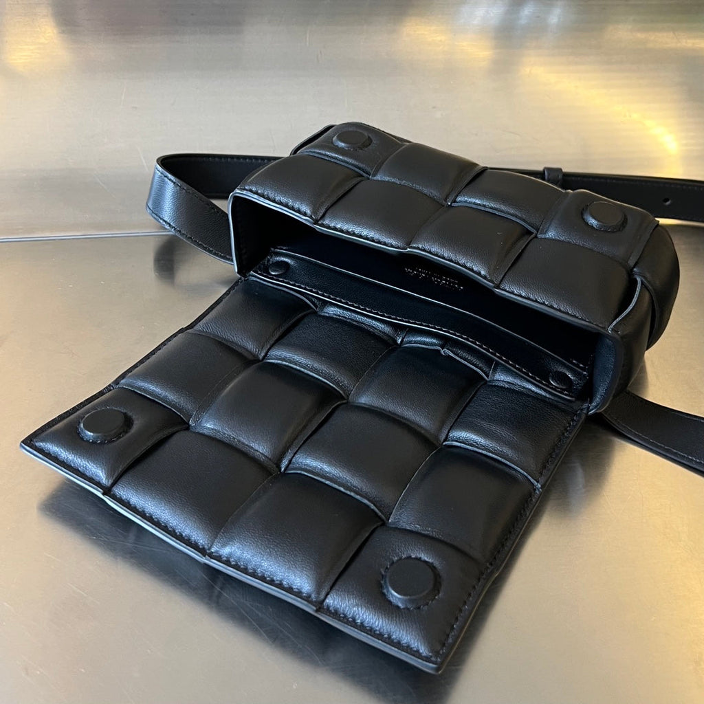 Bottega Veneta Mini Cassette 18 in Black Lambskin Bag