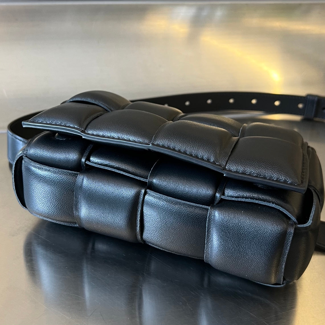 Bottega Veneta Mini Cassette 18 in Black Lambskin Bag