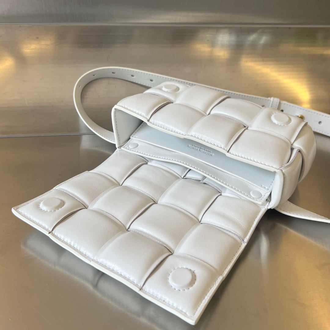 Bottega Veneta Mini Cassette 18 in White Lambskin Bag