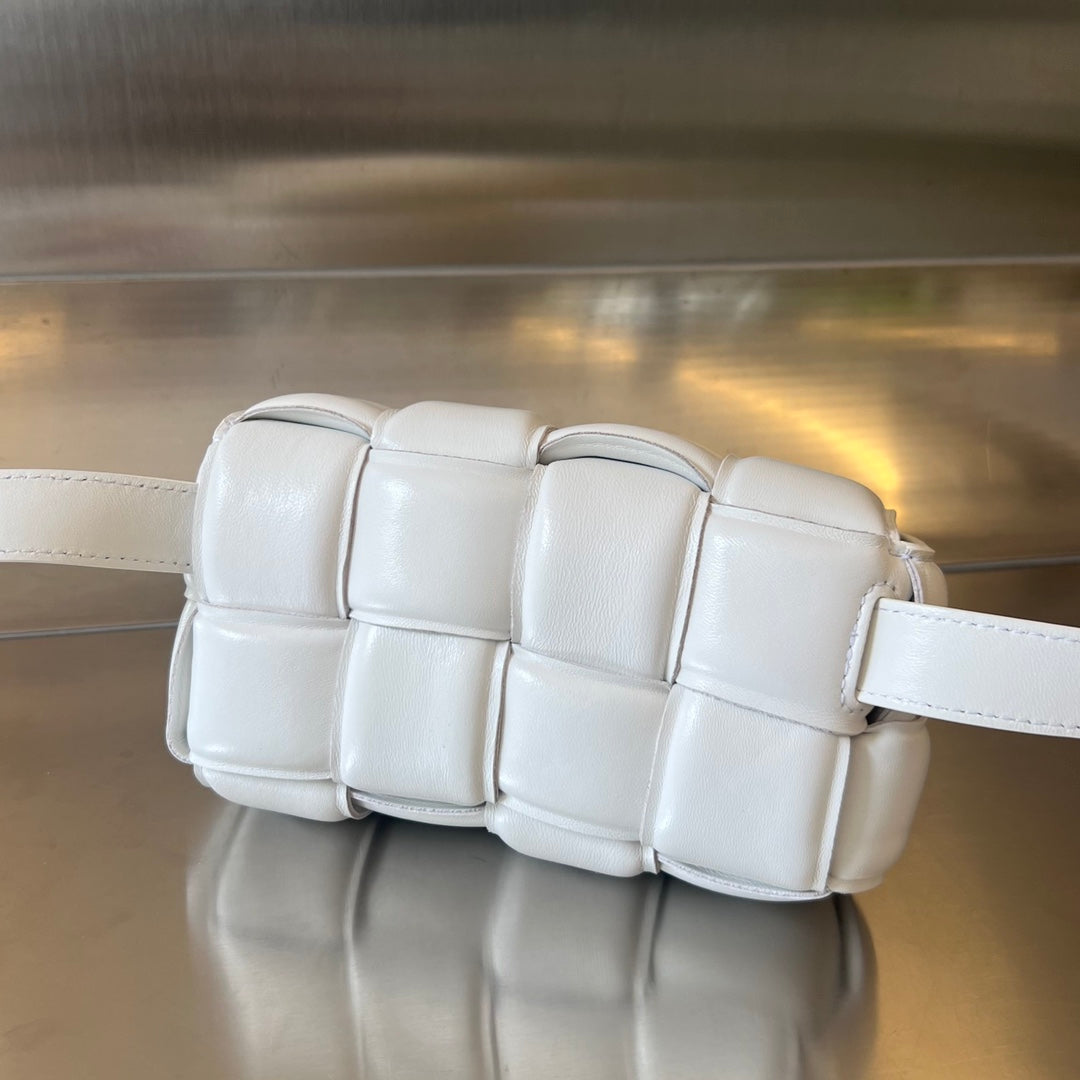 Bottega Veneta Mini Cassette 18 in White Lambskin Bag