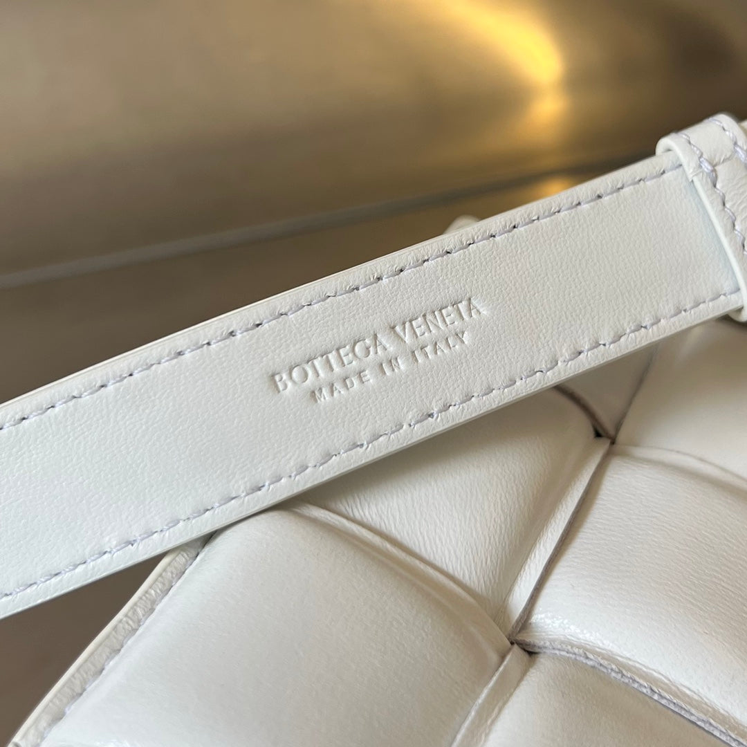Bottega Veneta Mini Cassette 18 in White Lambskin Bag