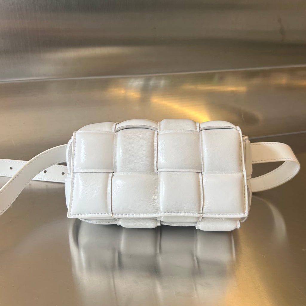 Bottega Veneta Mini Cassette 18 in White Lambskin Bag
