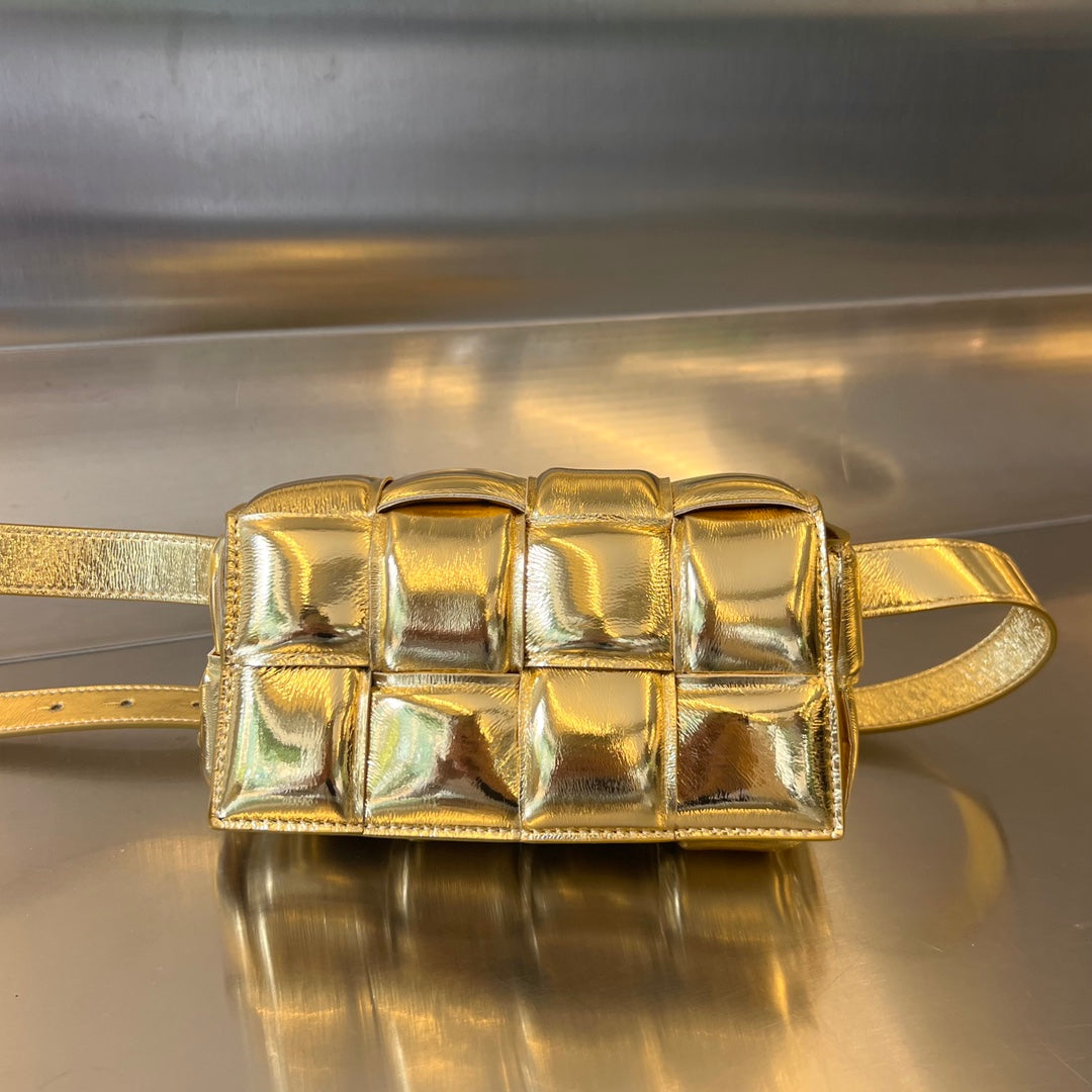 Bottega Veneta Mini Cassette 18 in Golden Lambskin Bag