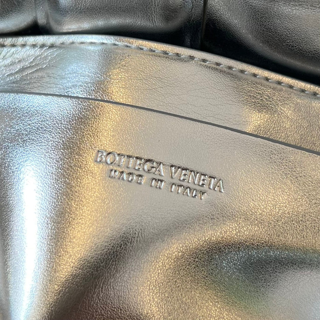 Bottega Veneta Mini Cassette 18 in Silver Lambskin Bag