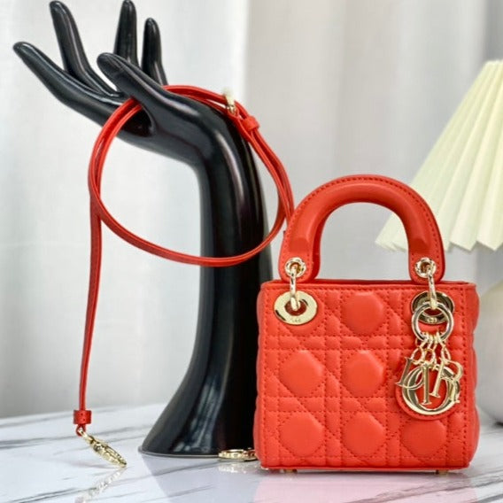Dior Micro Lady 12 Bag in Scarlet Red Lambskin