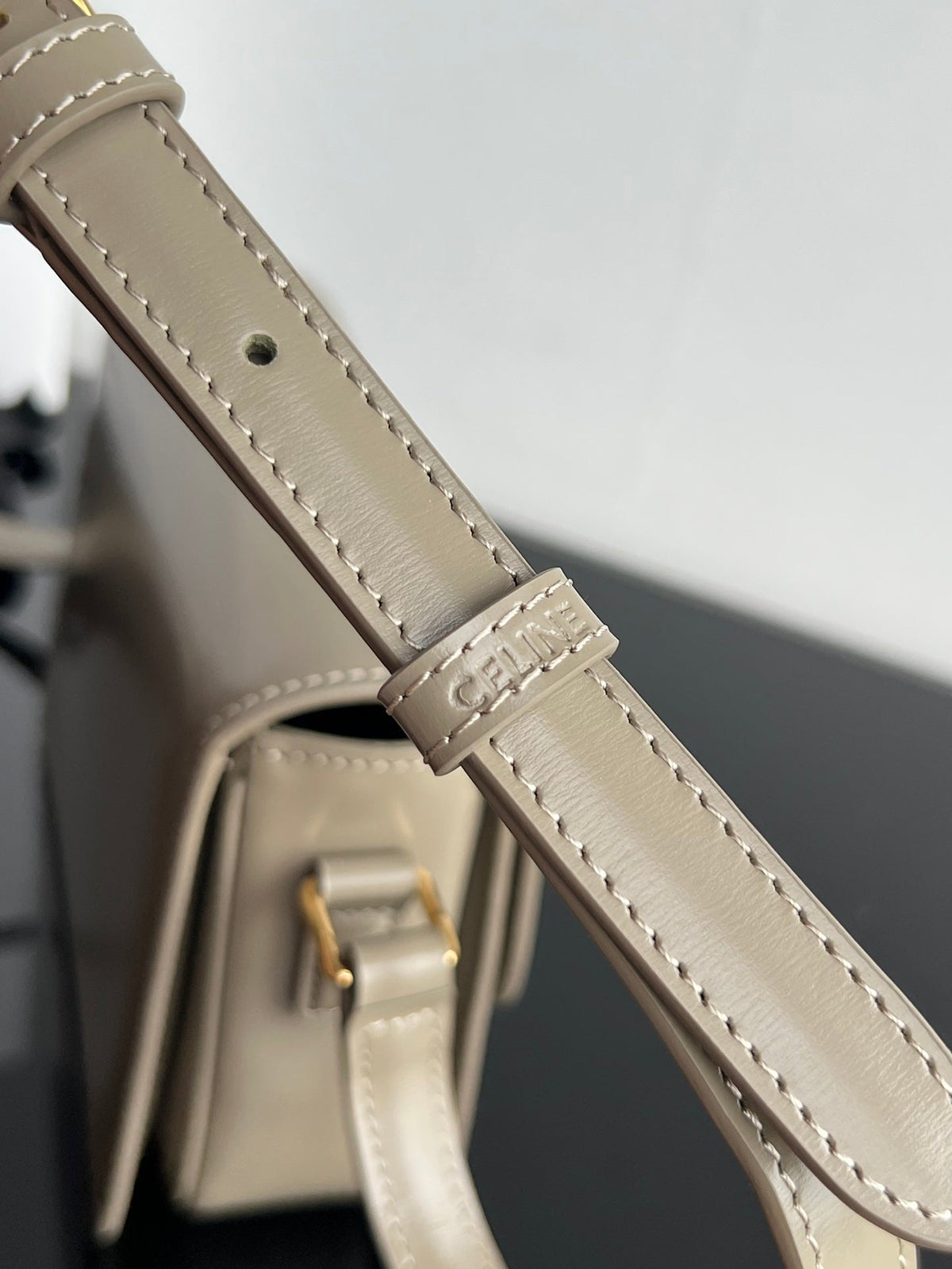 Celine Triomphe Teen 18 Grey Cowhide Bag