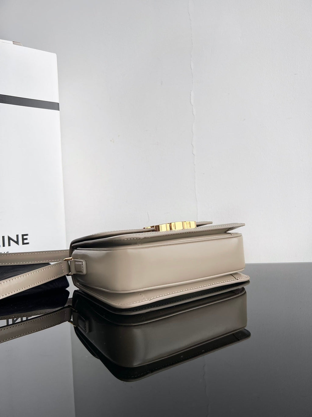 Celine Triomphe Teen 22 Pebble Grey Cowhide Bag