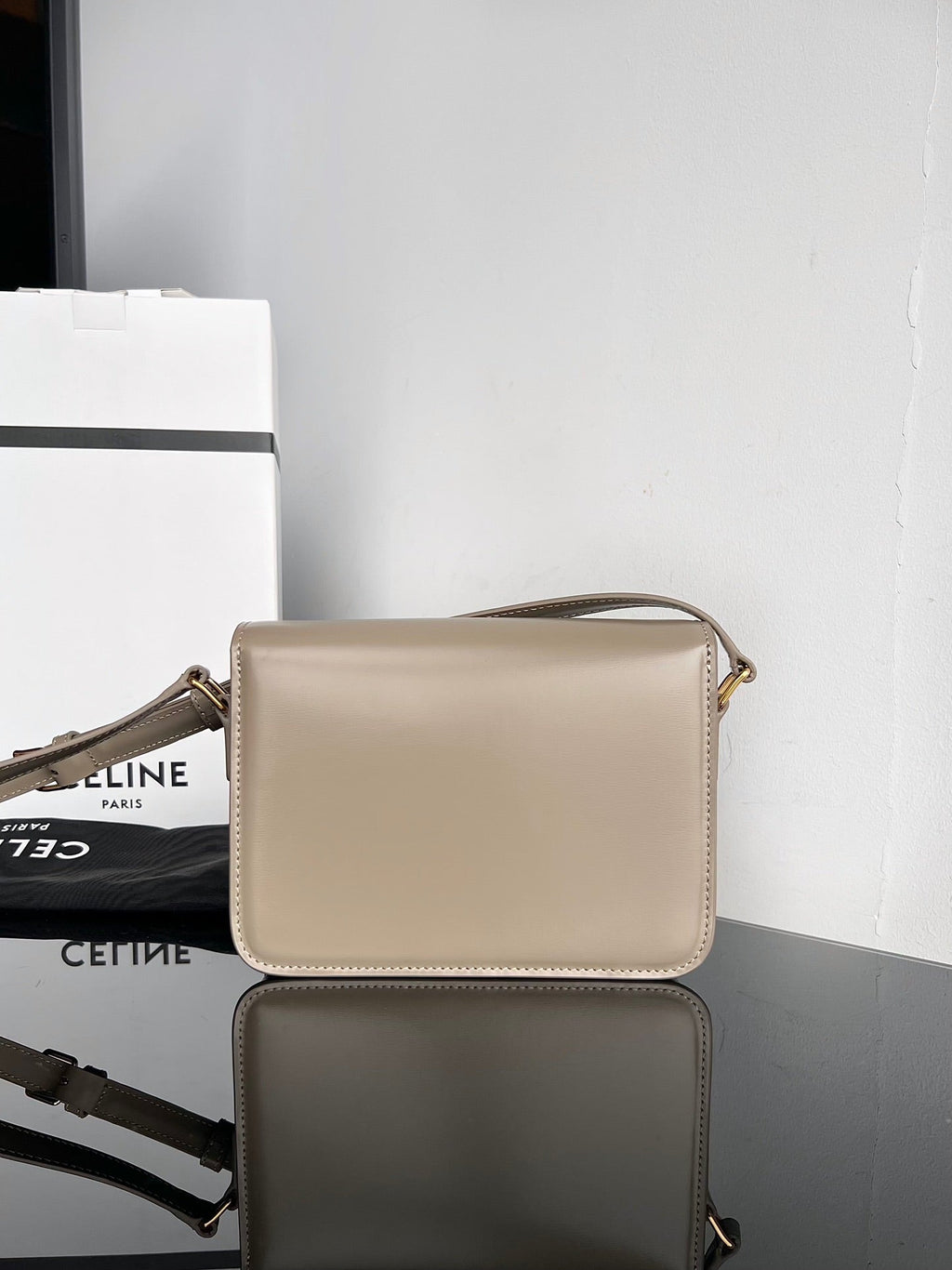 Celine Triomphe Teen 22 Pebble Grey Cowhide Bag