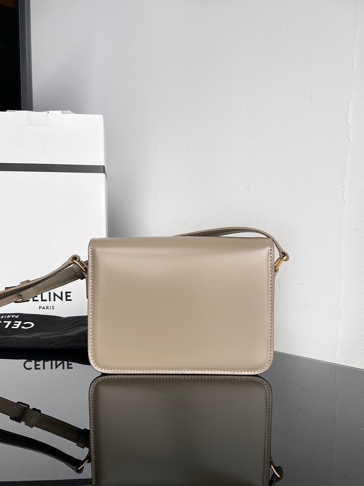 Celine Triomphe Teen 18 Grey Cowhide Bag
