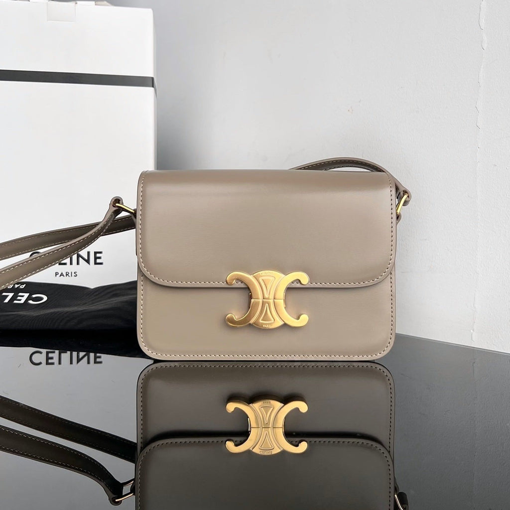 Celine Triomphe Teen 22 Pebble Grey Cowhide Bag