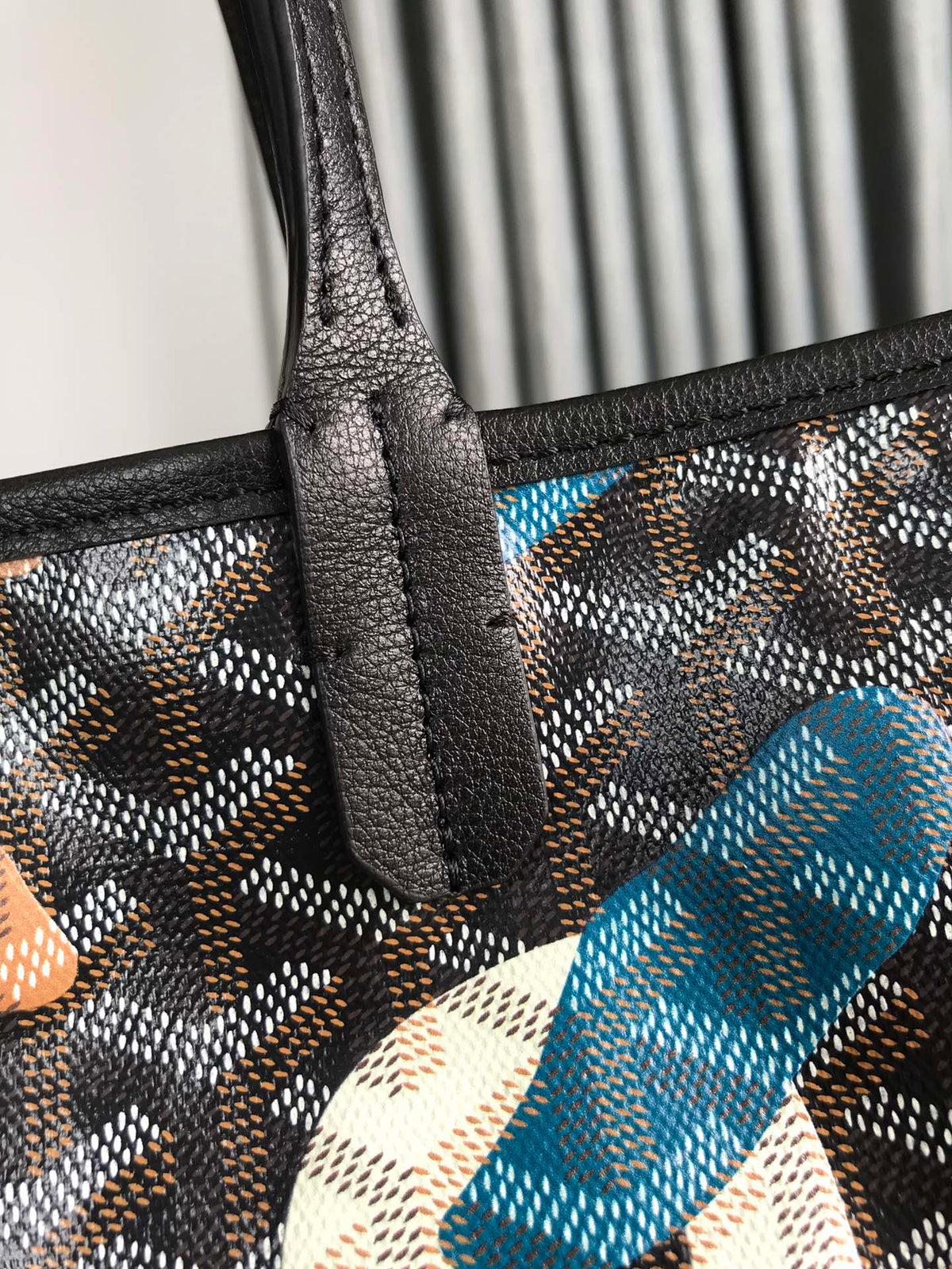 Goyard Saint Louis GM Bag 40 in Blue Lettres Camouflage Goyardine Canvas