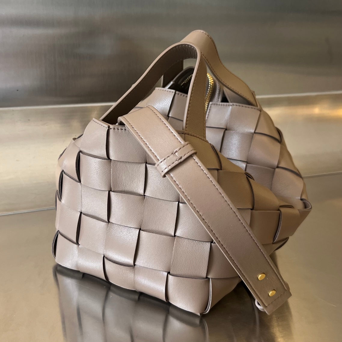Bottega Veneta Small 22 Cassette in Camel Brown Lambskin Bag