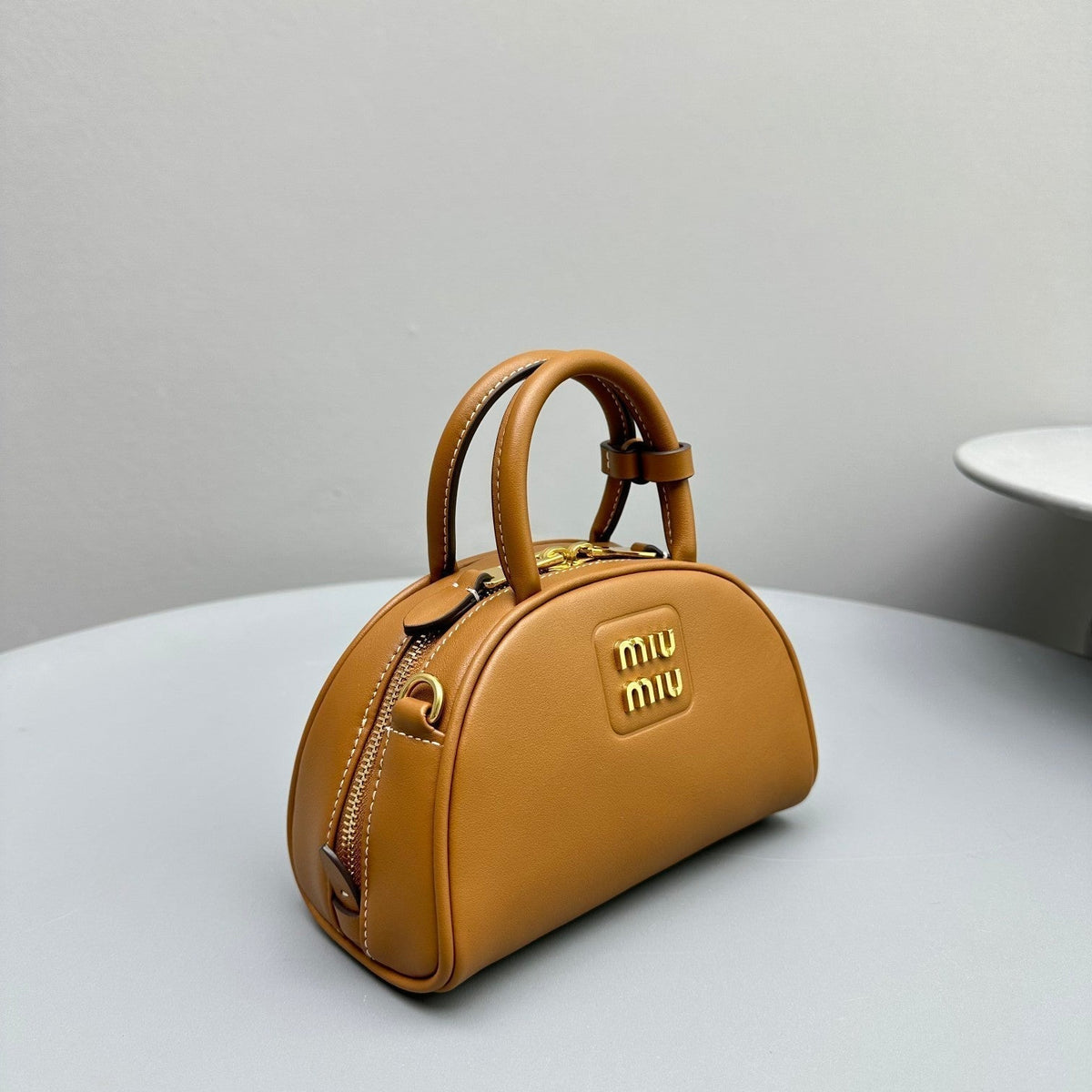 Top-Handle 18 Bag in Caramel Brown Calfskin