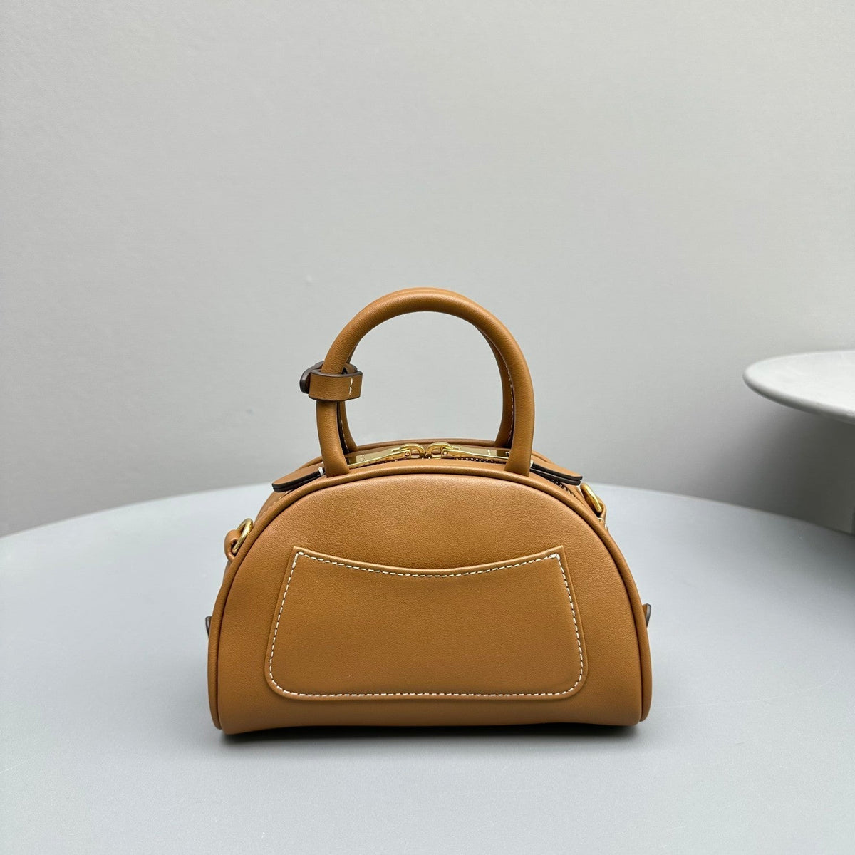 Top-Handle 18 Bag in Caramel Brown Calfskin