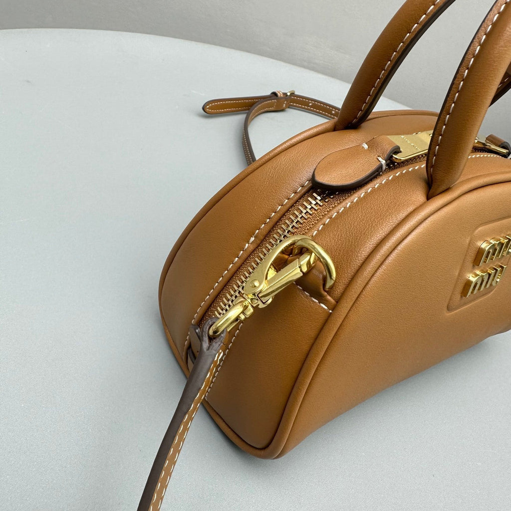 Top-Handle 18 Bag in Caramel Brown Calfskin