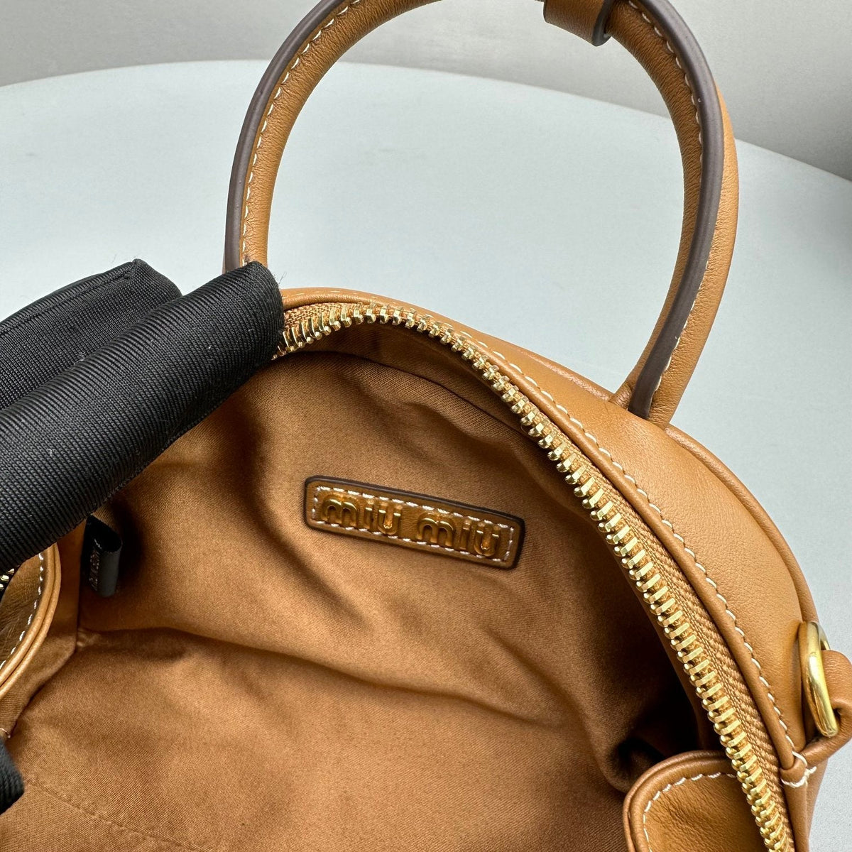 Top-Handle 18 Bag in Caramel Brown Calfskin