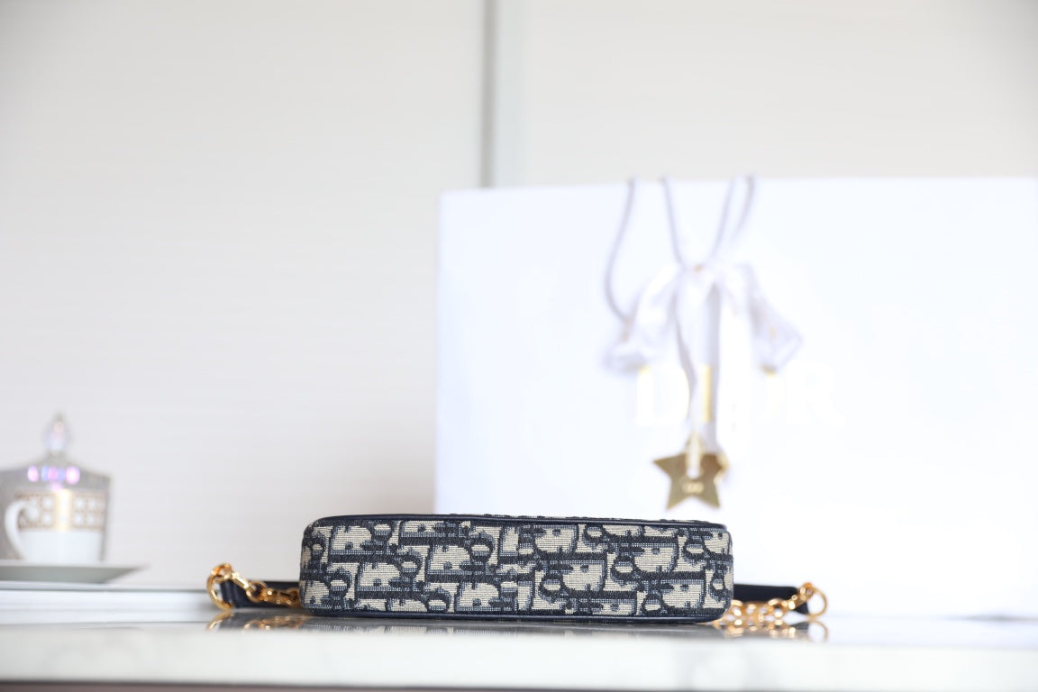 Dior Mini 21 Chain Handbag Black Oblique Jacquard