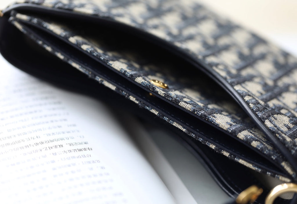 Dior Mini 21 Chain Handbag Black Oblique Jacquard