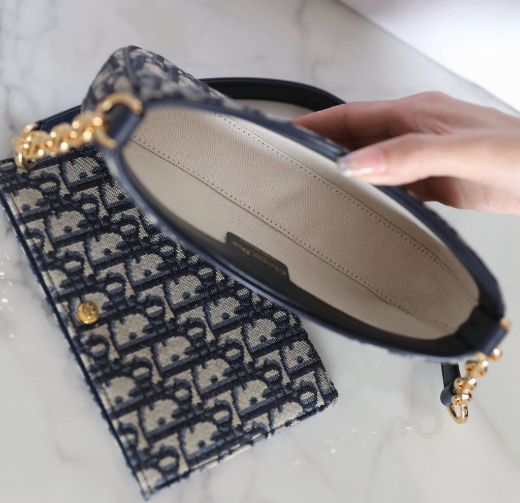 Dior Mini 21 Chain Handbag Black Oblique Jacquard