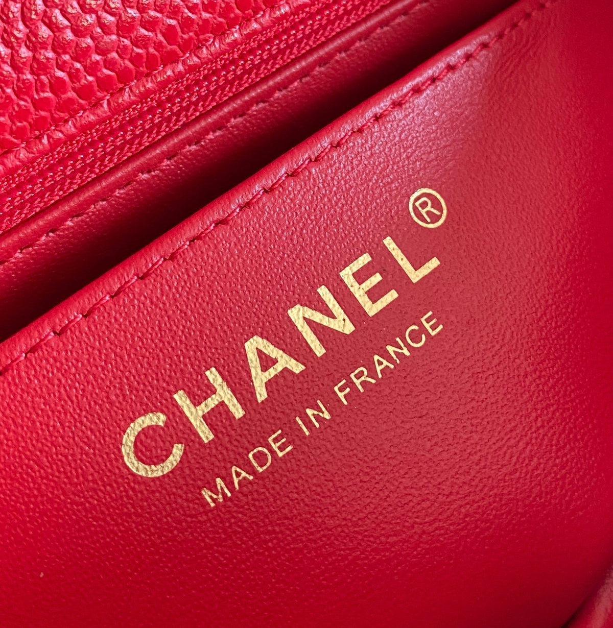 Chanel Mini Rectangle Flap Bag 20cm Red Caviar Gold Hardware