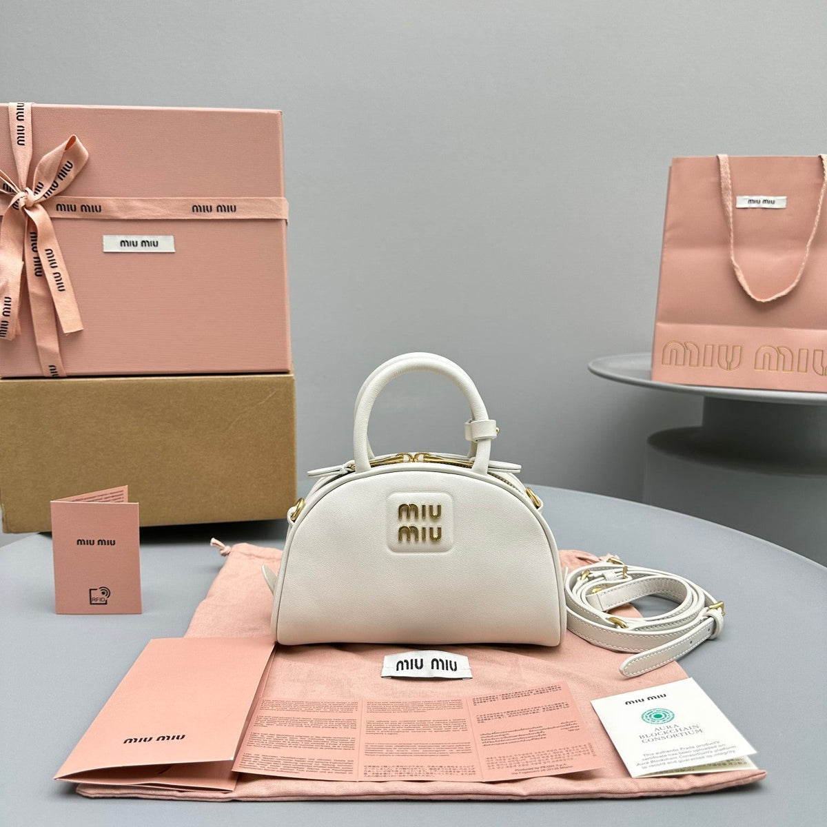 Top-Handle 18 Bag in White Calfskin