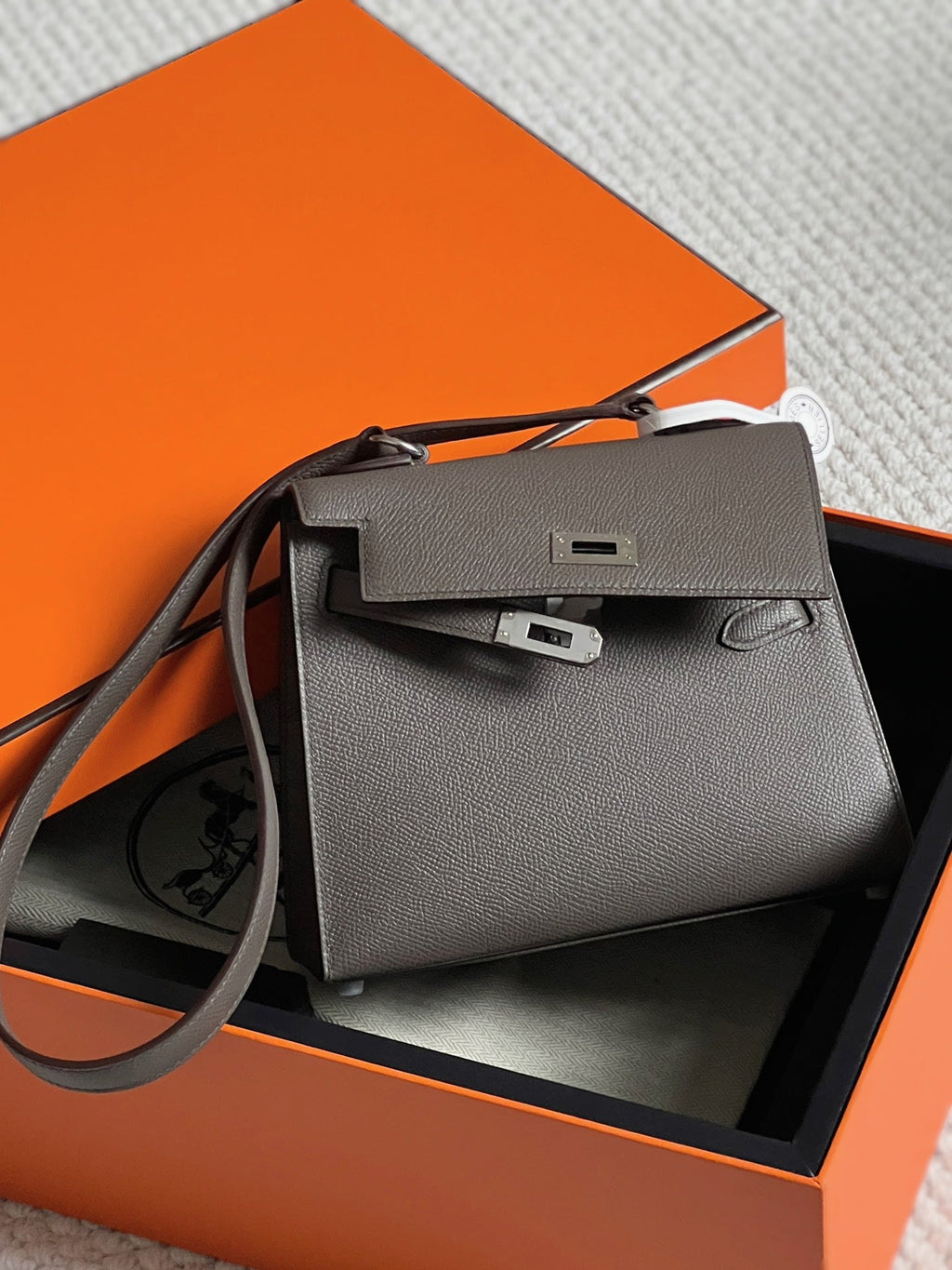 Hermes Kelly Desordre 20 in Wenge Brown Epsom Leather with Silver Hardware Bag