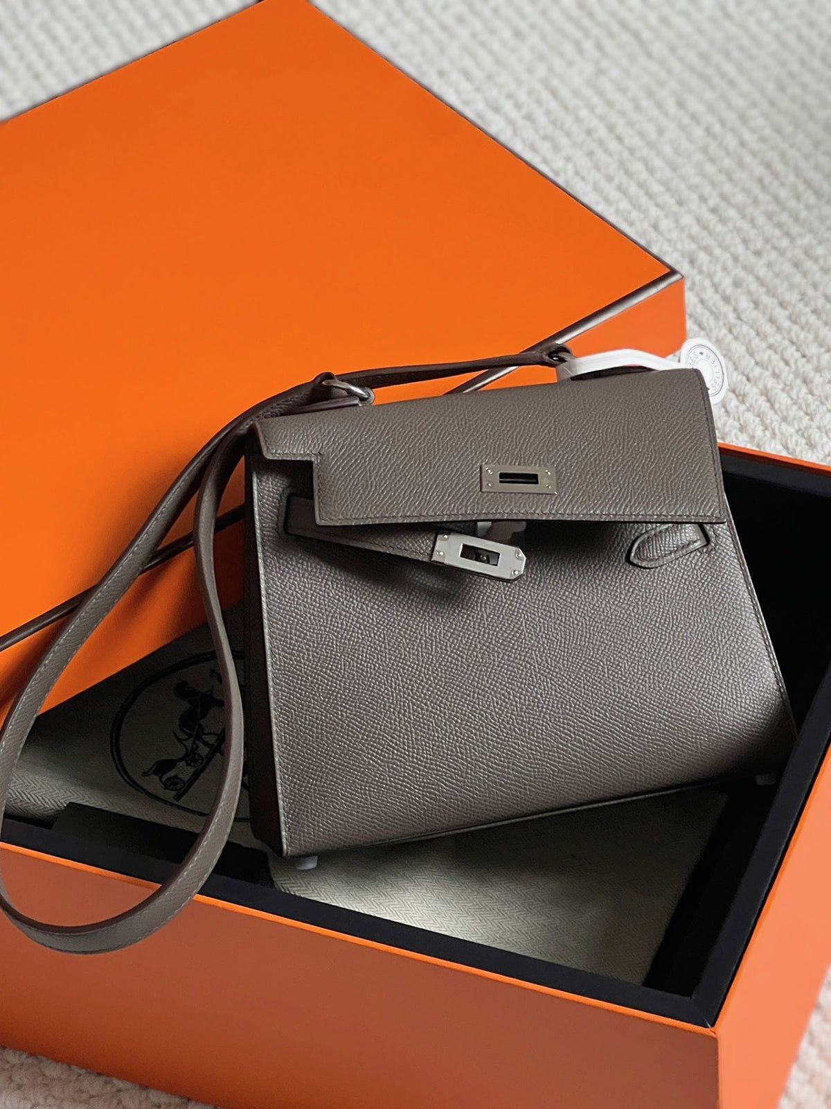 Hermes Kelly Desordre 20 in Wenge Brown Epsom Leather with Silver Hardware Bag