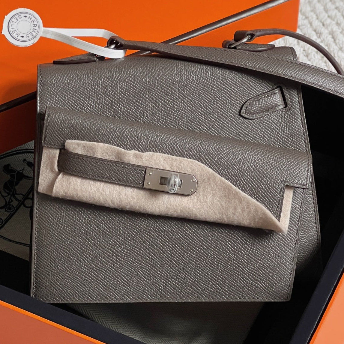 Hermes Kelly Desordre 20 in Wenge Brown Epsom Leather with Silver Hardware Bag