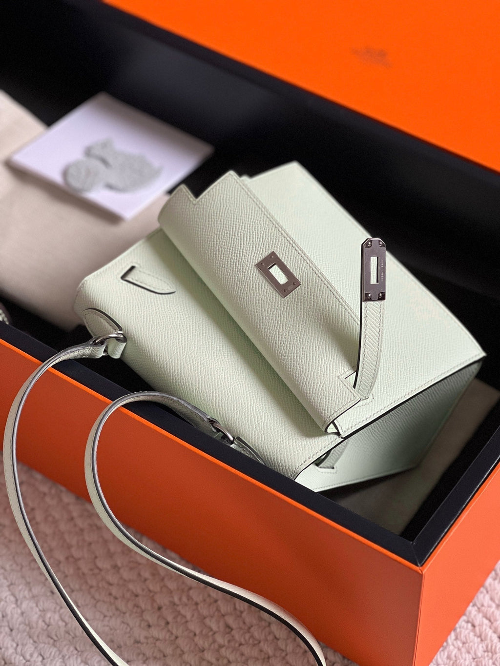 Hermes Kelly Desordre 20 in White Epsom Leather with Silver Hardware Bag