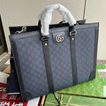 Gucci Ophidia Large Tote Bag 43 in Dark Blue and Black Calfskin