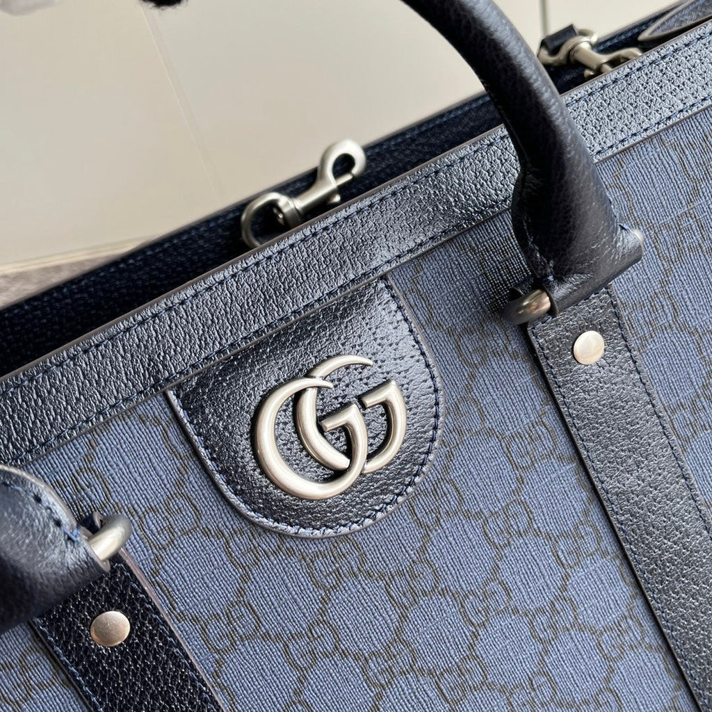Gucci Ophidia Large Tote Bag 43 in Dark Blue and Black Calfskin