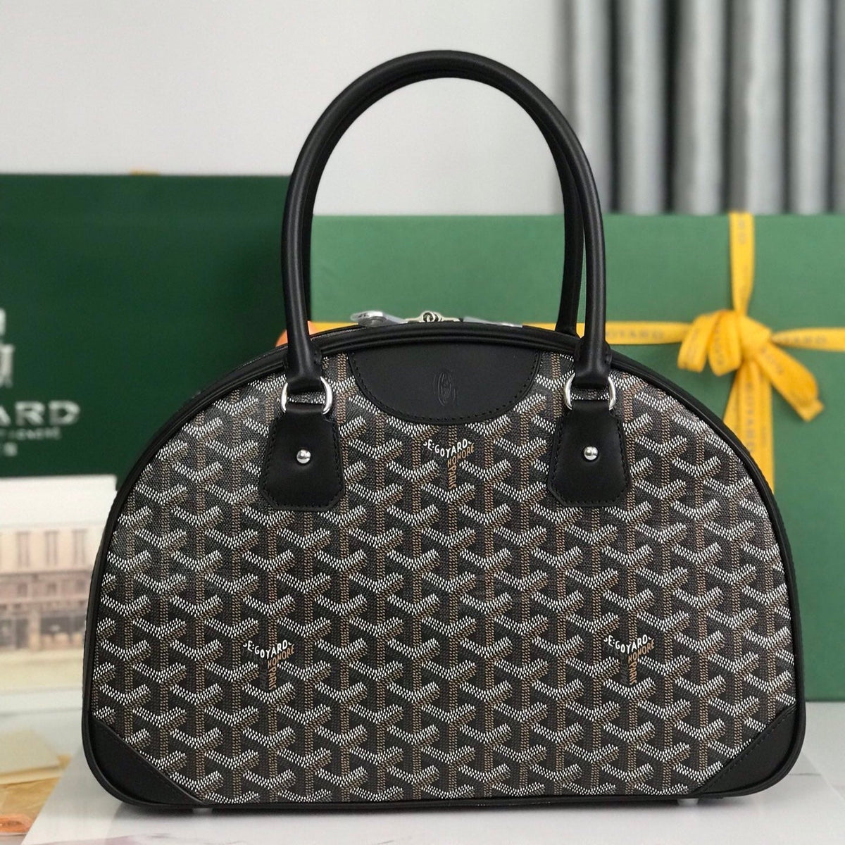 Goyard Saint Jeanne Bag 35 in Black Goyardine Canvas and Calfskin