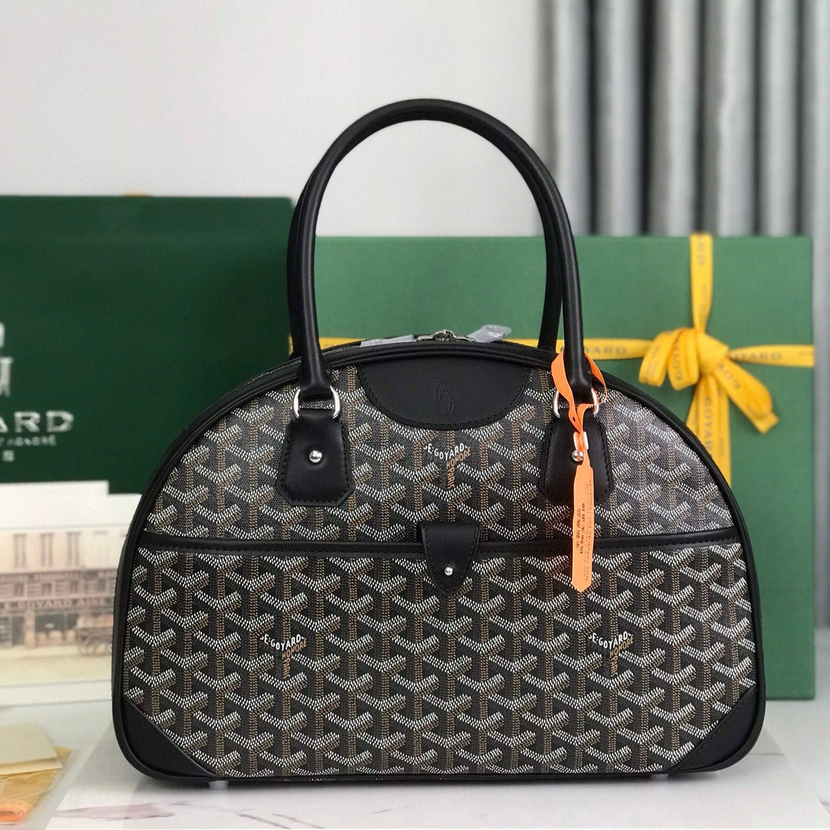 Goyard Saint Jeanne Bag 35 in Black Goyardine Canvas and Calfskin