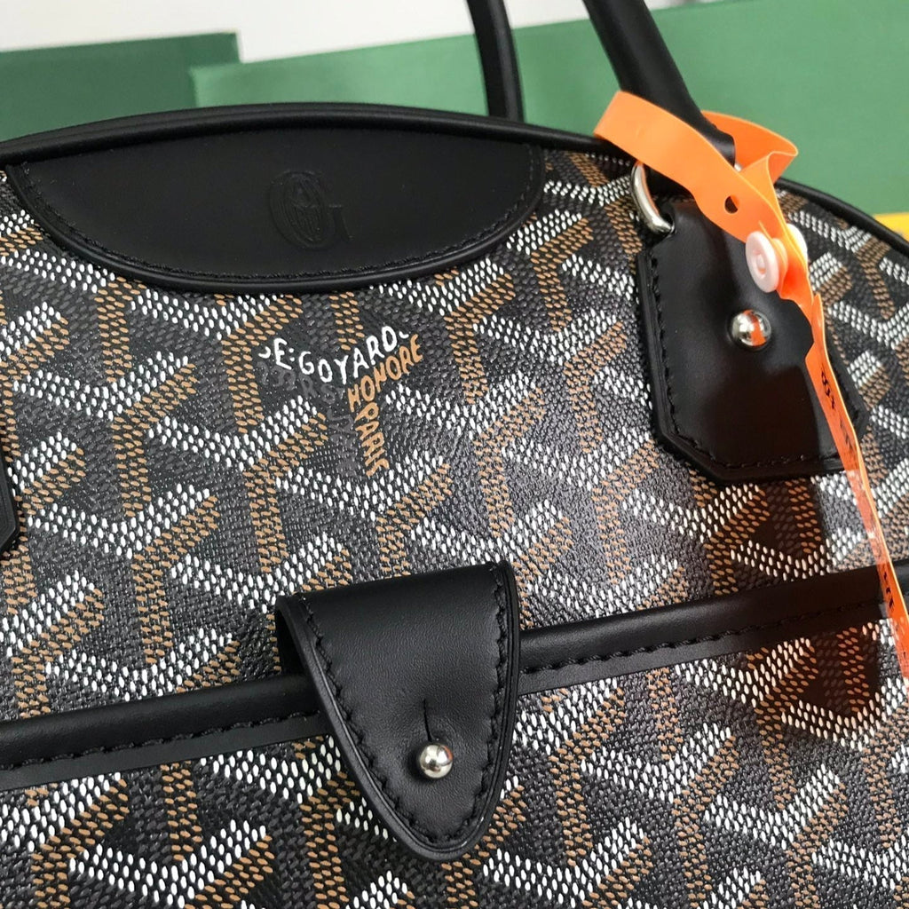 Goyard Saint Jeanne Bag 35 in Black Goyardine Canvas and Calfskin
