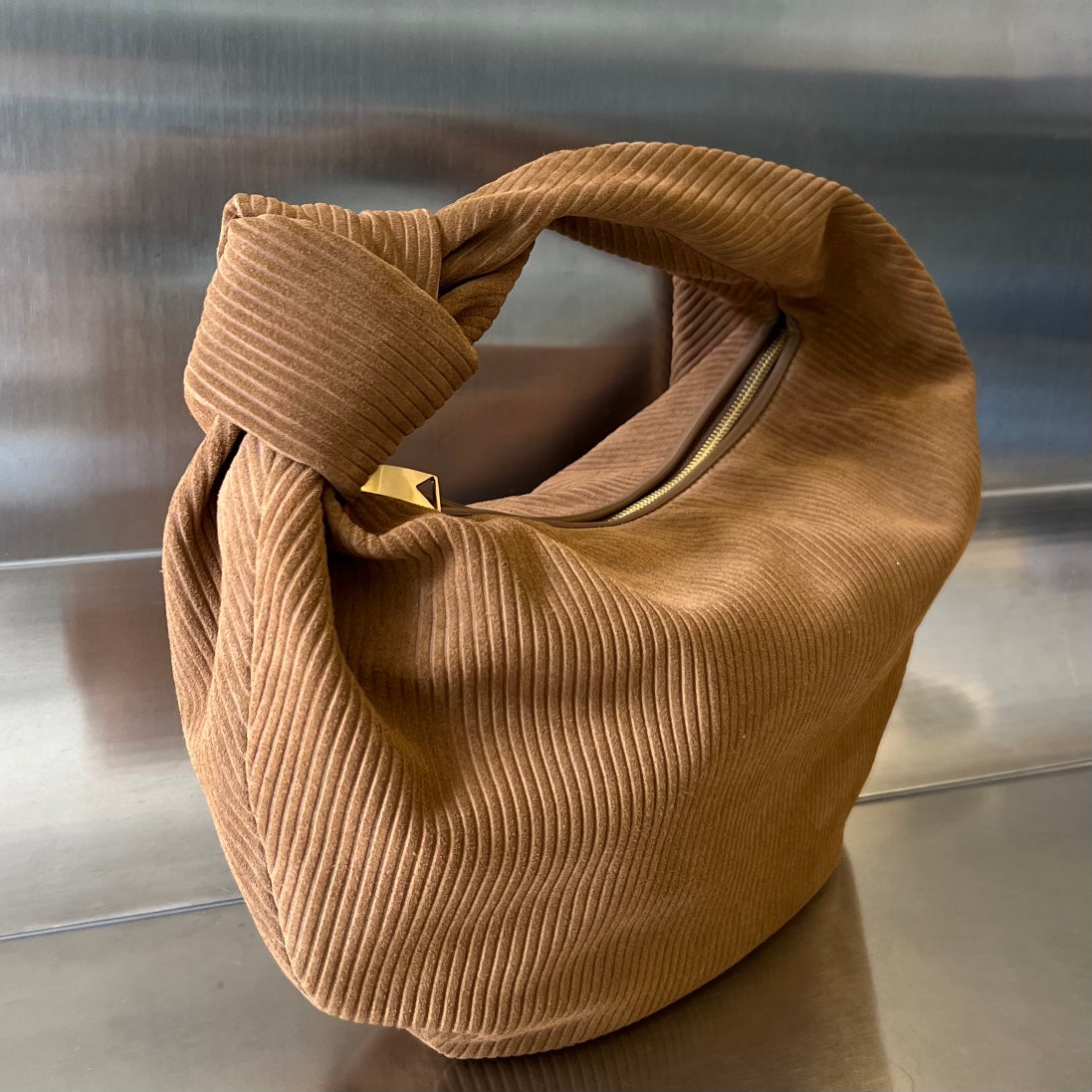 Bottega Veneta Mini Jodie 36 cm in Russet Brown Corduroy Bag