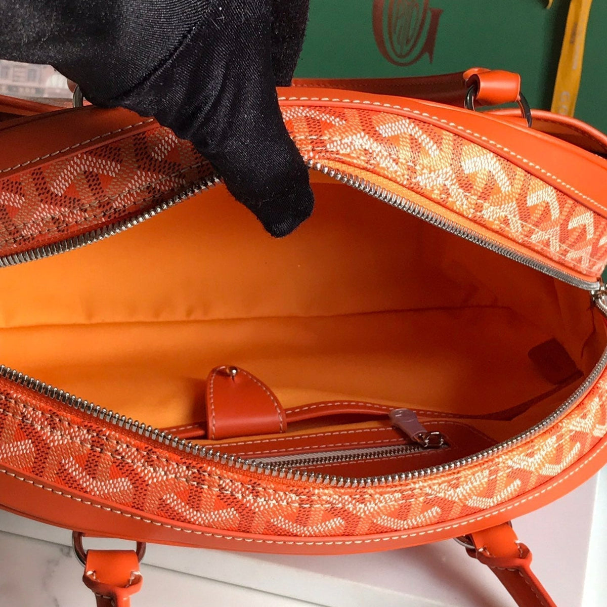 Goyard Saint Jeanne Bag 35 in Red Orange Goyardine Canvas and Calfskin