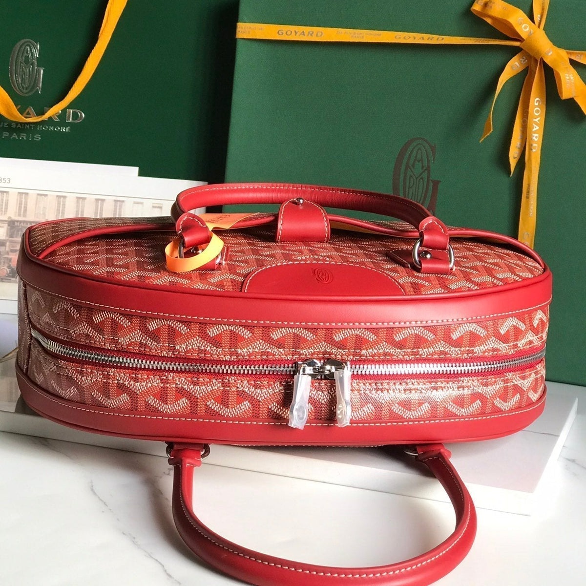 Goyard Saint Jeanne Bag 35 in Red Goyardine Canvas and Calfskin