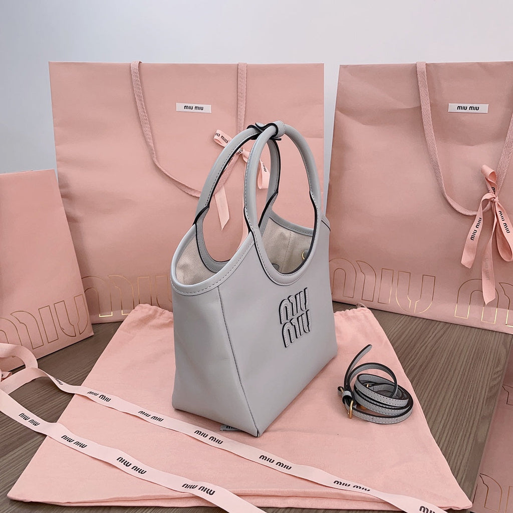 Small Tote Bag 22 in Chrome Gray Calfskin