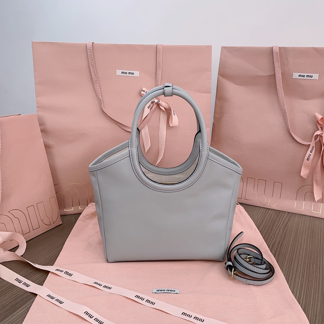 Small Tote Bag 22 in Chrome Gray Calfskin