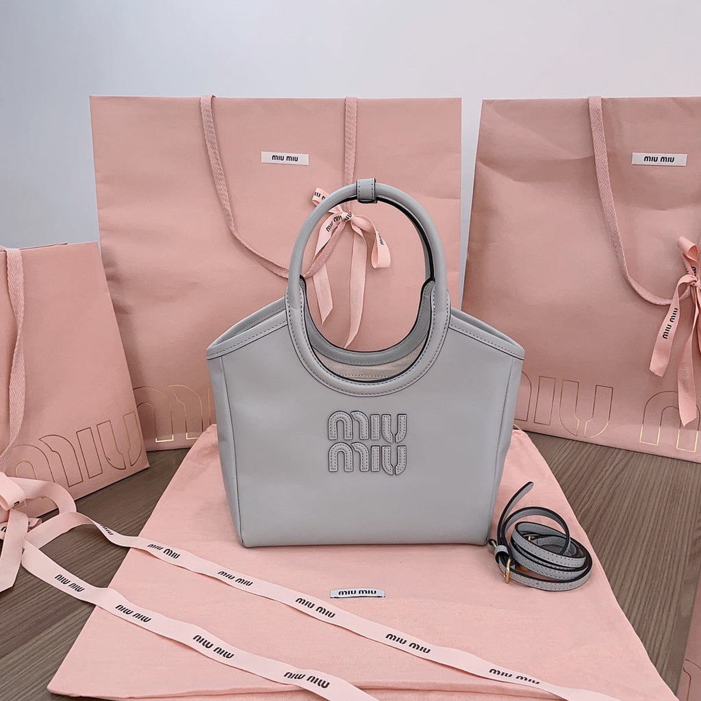Small Tote Bag 22 in Chrome Gray Calfskin