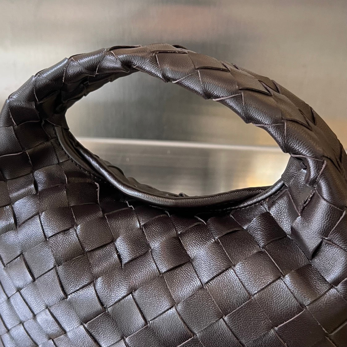 Bottega Veneta Mini Hop 25 in Hickory Brown Calfskin Bag