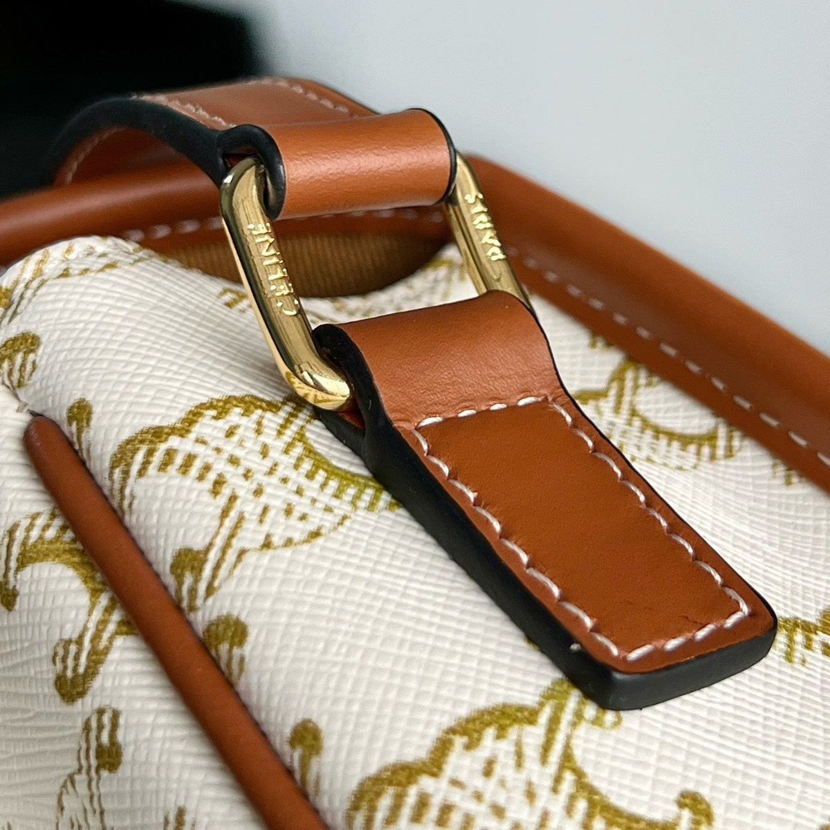 Celine Monogram Saddle Bag 18 Fabric White