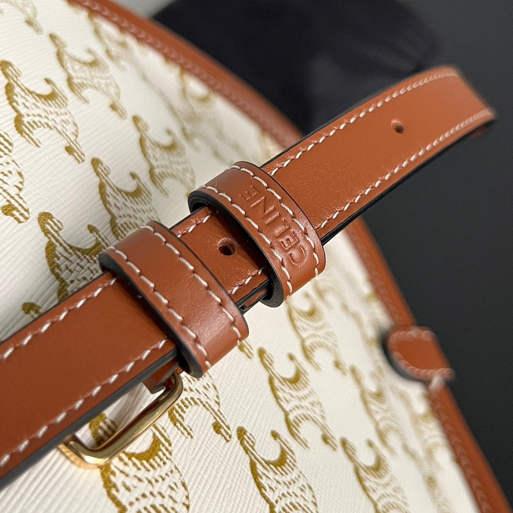 Celine Monogram Saddle Bag 18 Fabric White