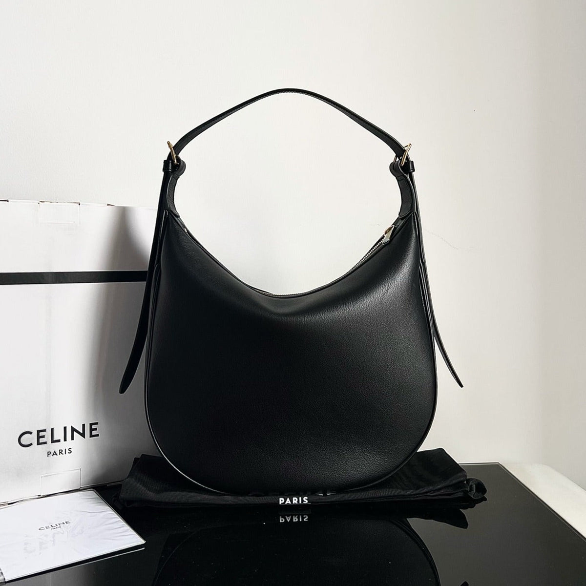 Celine Triomphe 31 Calfskin Black Bag