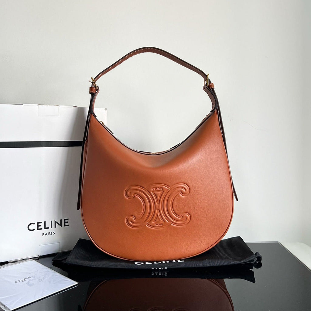 Celine Triomphe 31 Tan Brown Calfskin Bag