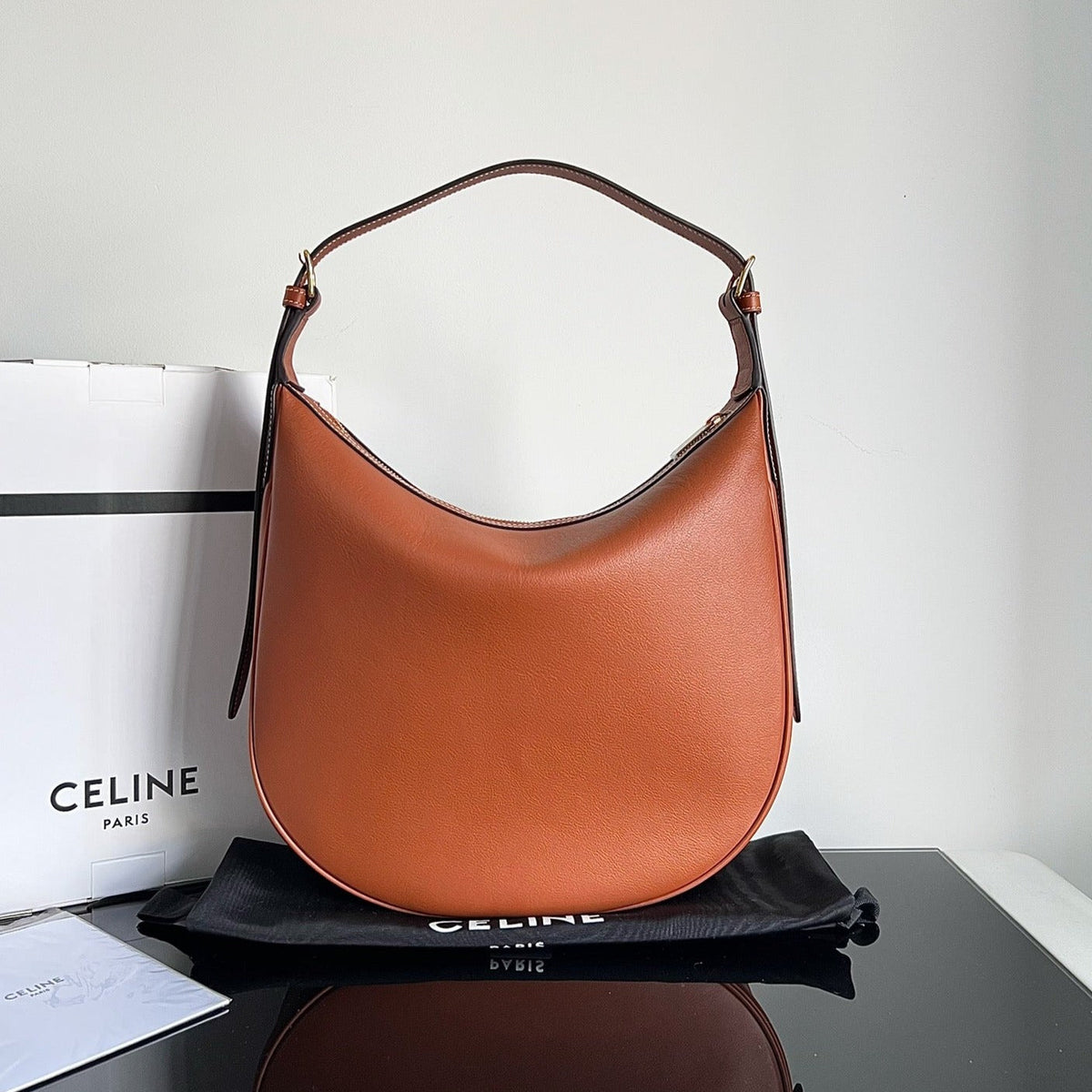 Celine Triomphe 31 Tan Brown Calfskin Bag