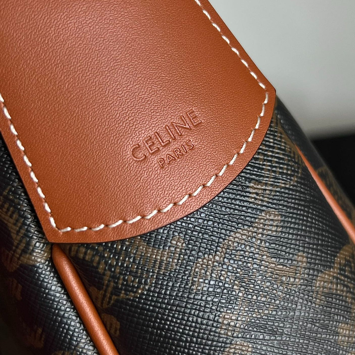 Celine Triomphe 31 Black Pattern Calfskin Bag