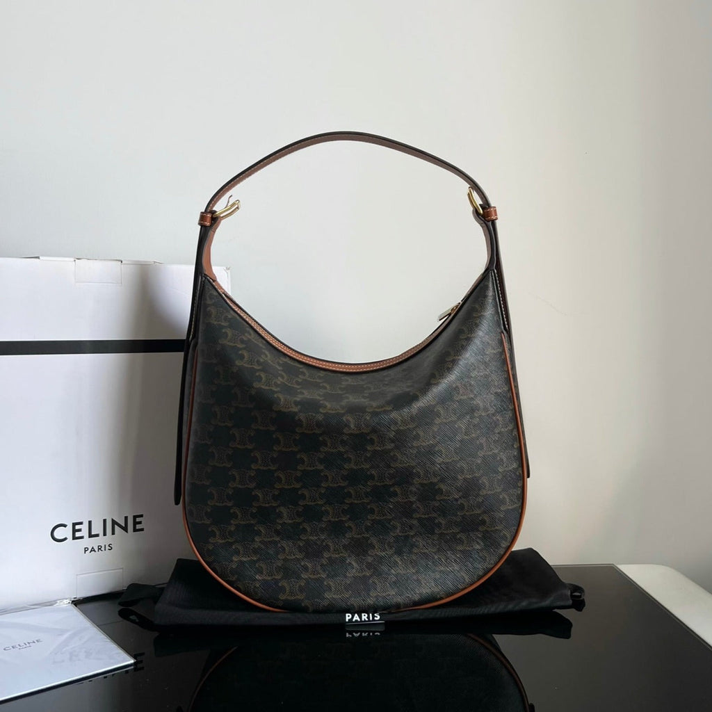 Celine Triomphe 31 Black Pattern Calfskin Bag