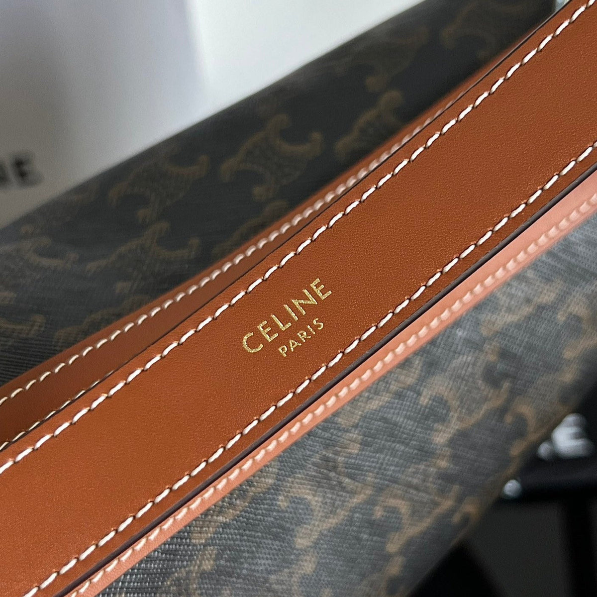 Celine Triomphe 31 Black Pattern Calfskin Bag