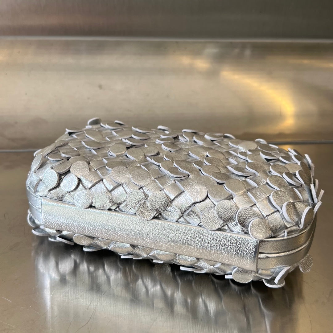 Bottega Veneta Silver Knot 19 in Silver Lambskin Bag